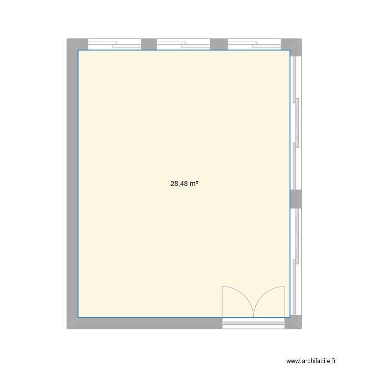 extension. Plan de 1 pièce et 28 m2