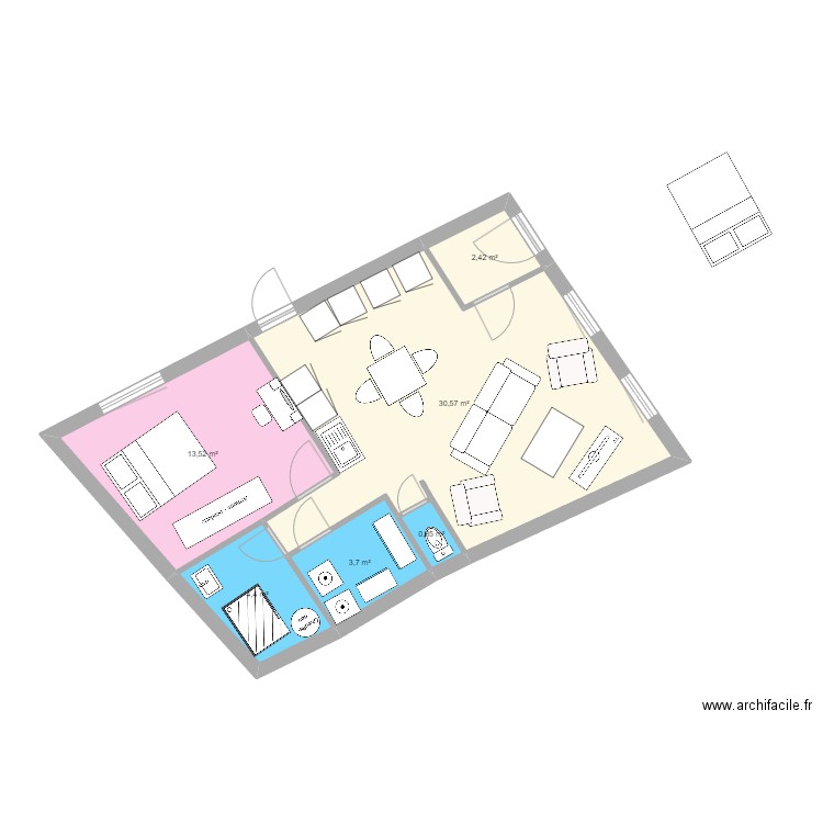 garage montesquieu 2 eme version. Plan de 6 pièces et 55 m2