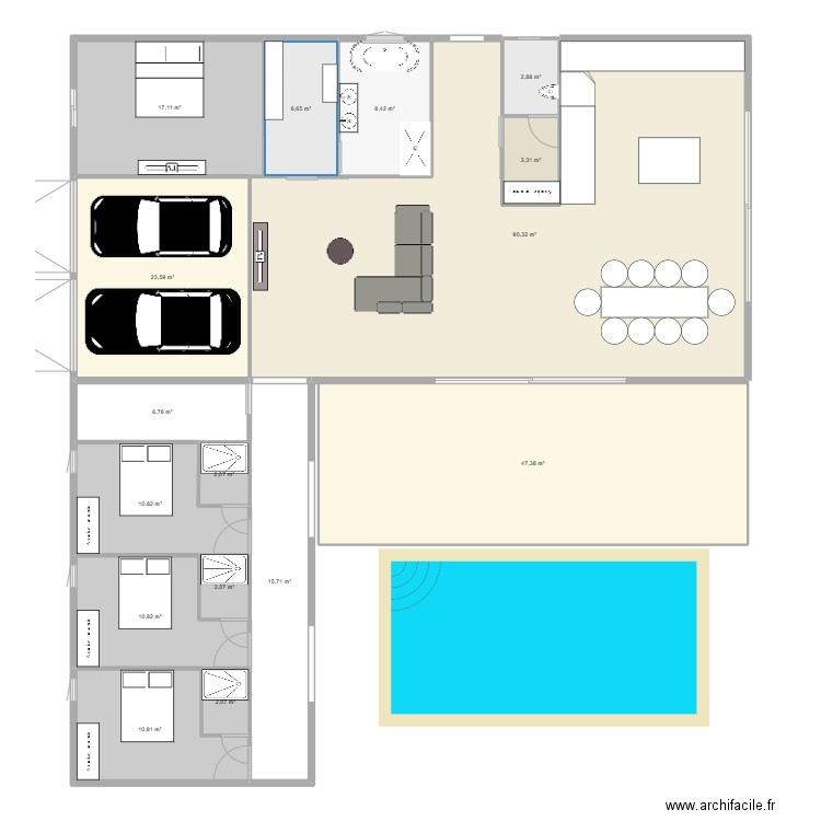 MAISON INTERIREUR 1. Plan de 16 pièces et 261 m2