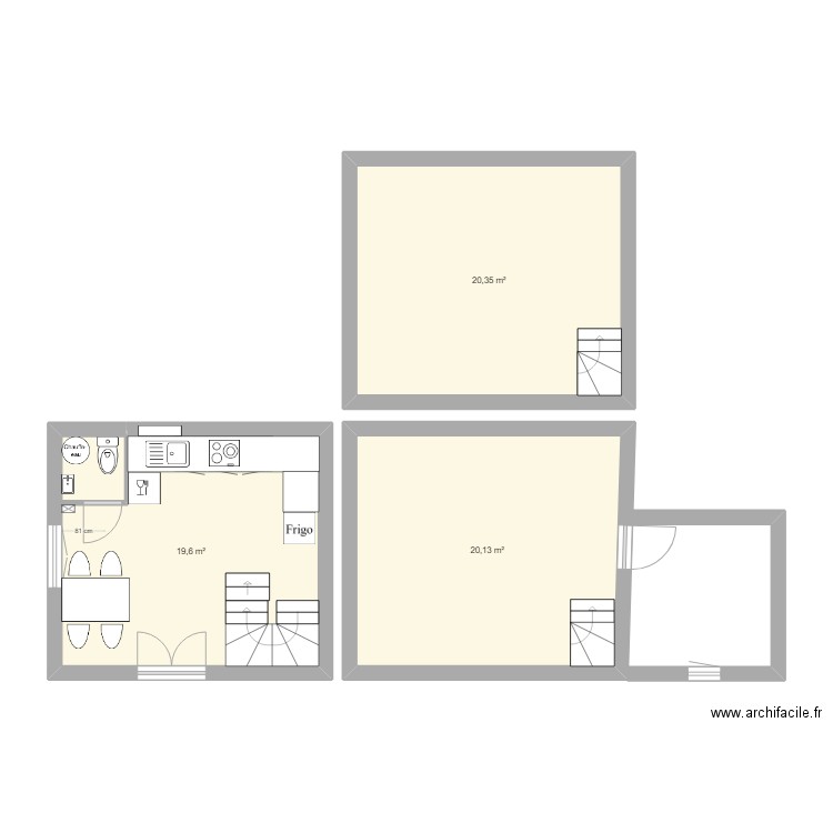 Bédarieux electricité. Plan de 3 pièces et 60 m2