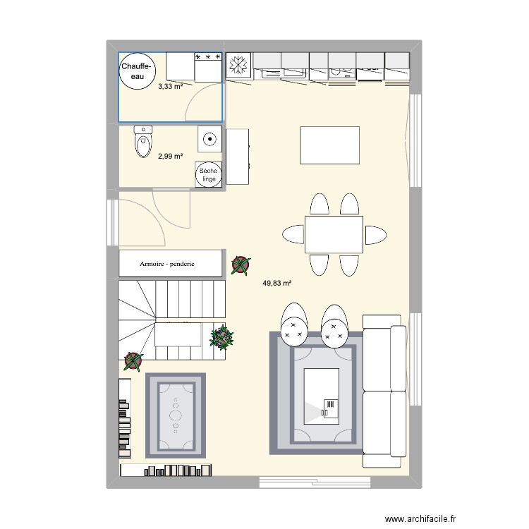 Beauzelle2. Plan de 3 pièces et 56 m2