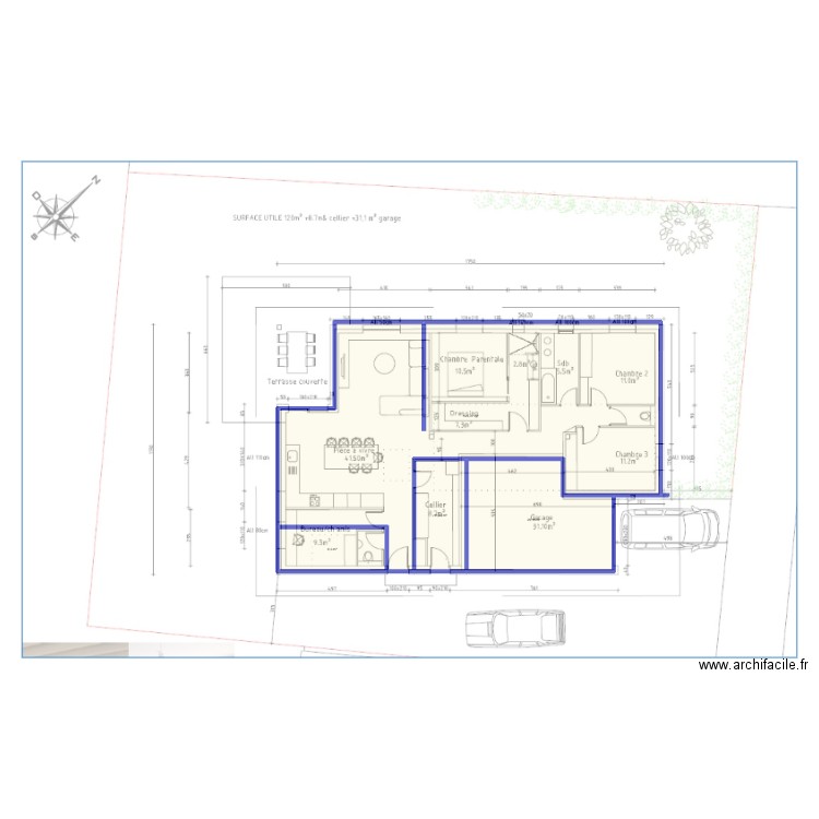 homre. Plan de 4 pièces et 173 m2