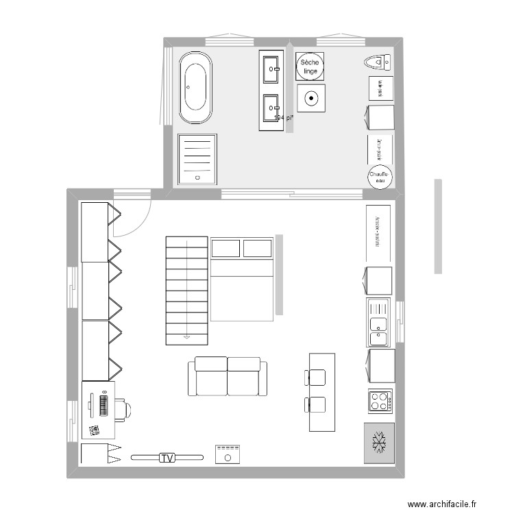 Annexe CUISNE EN L. Plan de 1 pièce et 18 m2