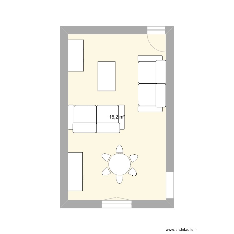 Salon/Salle à manger. Plan de 1 pièce et 18 m2