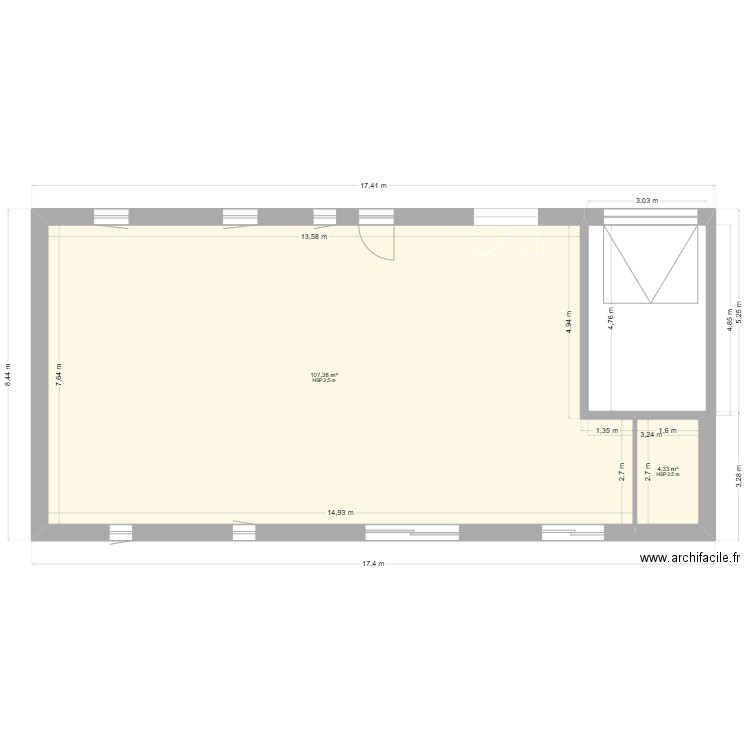 maison le pescher 110. Plan de 2 pièces et 112 m2