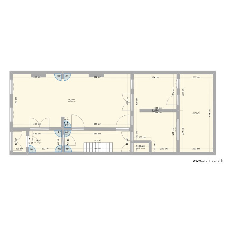 Chaux. Plan de 6 pièces et 115 m2