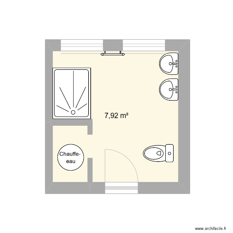 wc homme2. Plan de 1 pièce et 8 m2