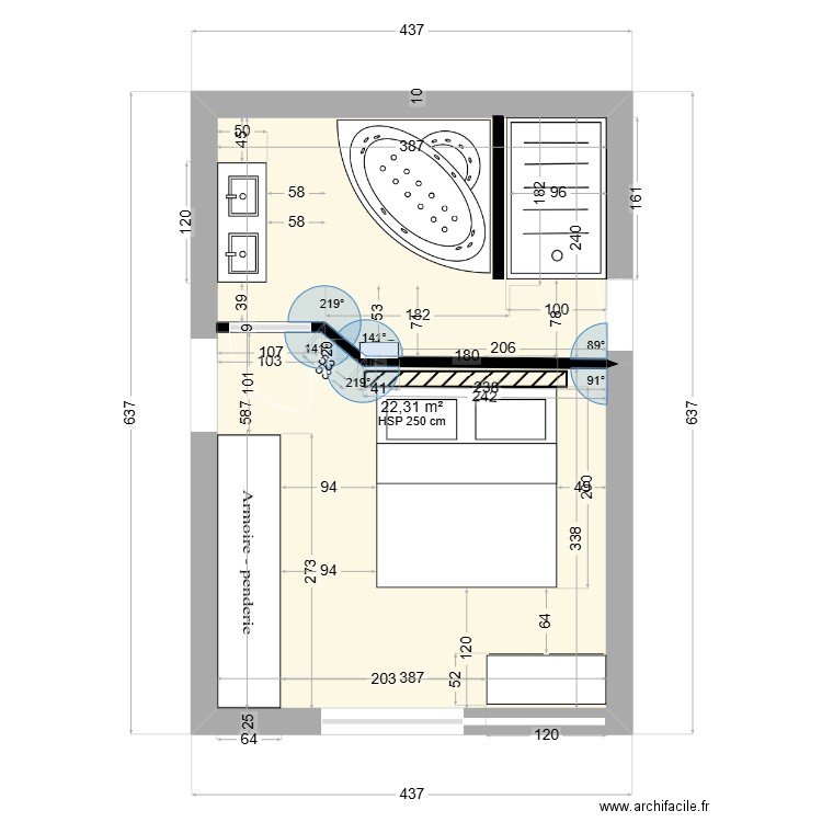 chambre4. Plan de 1 pièce et 22 m2