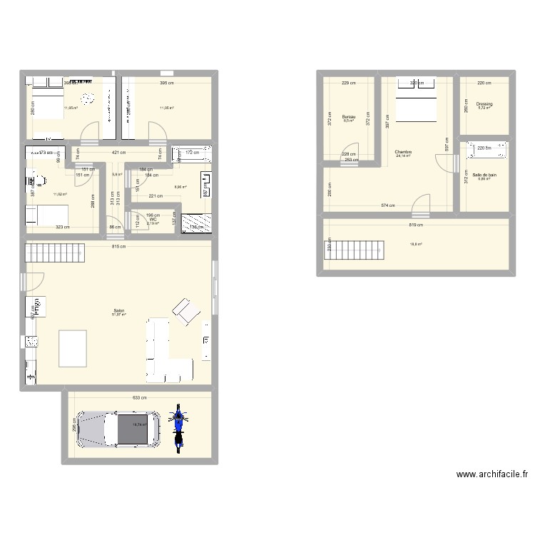 maison. Plan de 13 pièces et 185 m2