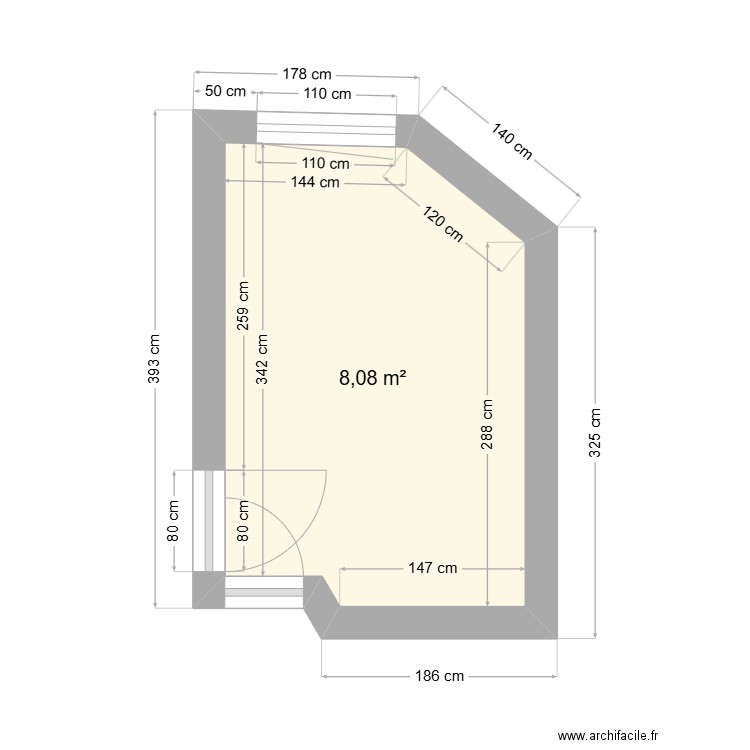 plan salle de bain. Plan de 1 pièce et 8 m2