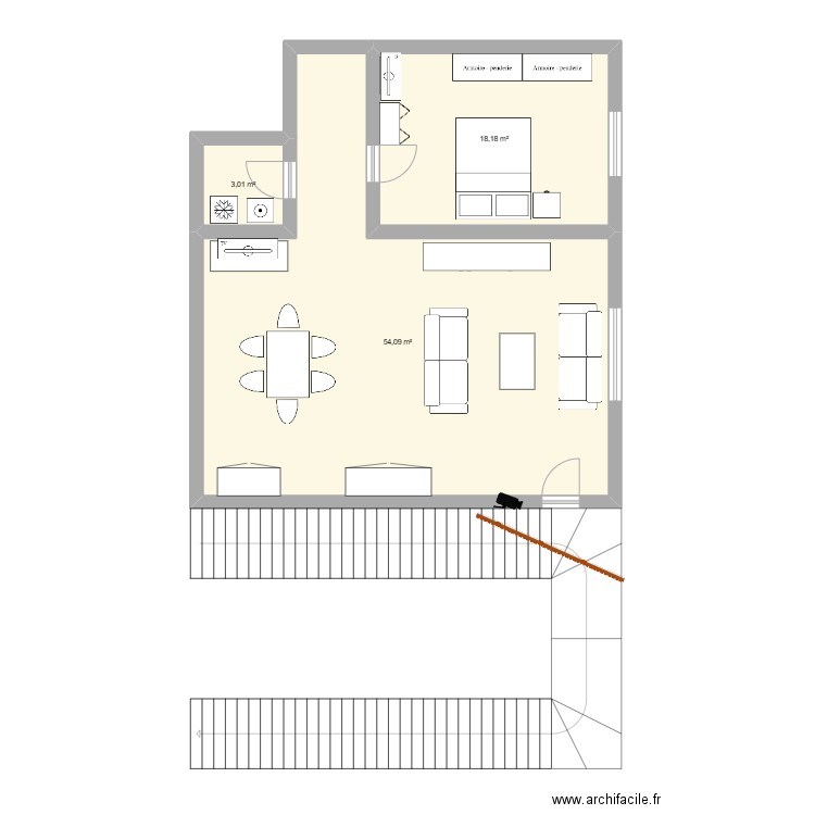 Plan scène de crime . Plan de 3 pièces et 75 m2