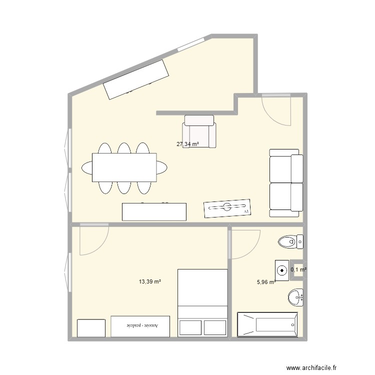 VAD M.P.. Plan de 4 pièces et 47 m2