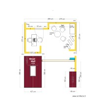 Projet stand 15m²  vue plan et coupe