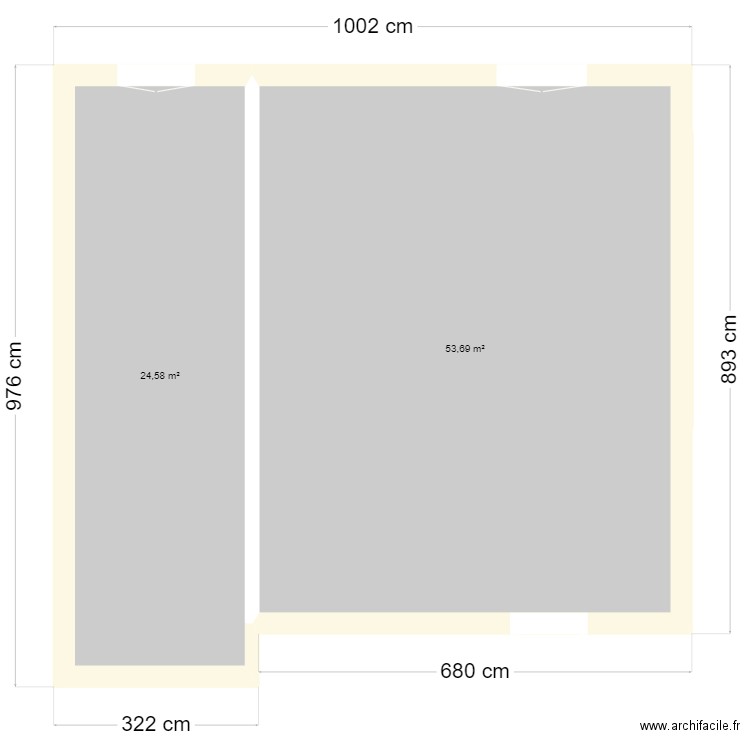 Rez de chaussée 1. Plan de 2 pièces et 78 m2