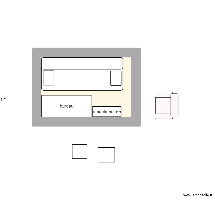 camion. Plan de 1 pièce et 4 m2