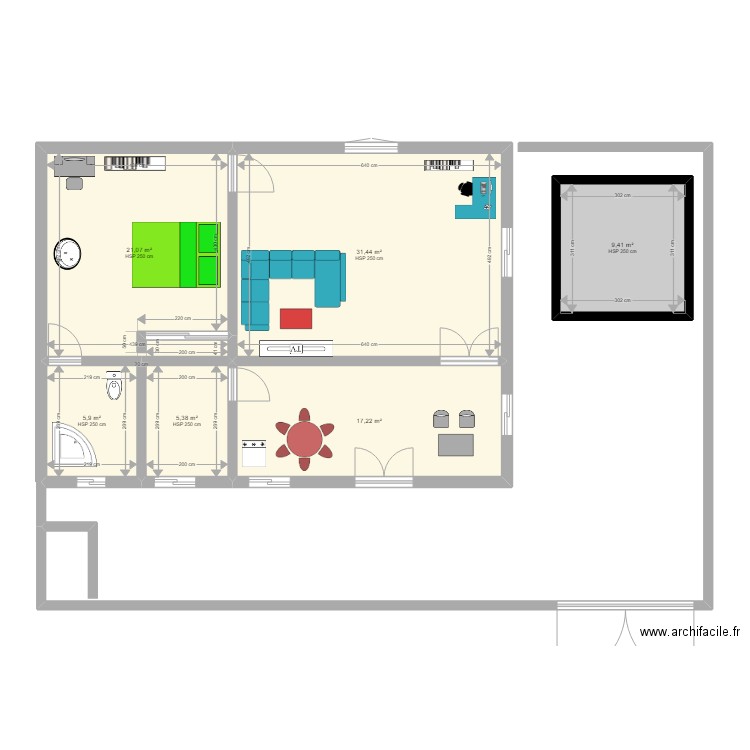 MAISON. Plan de 6 pièces et 90 m2