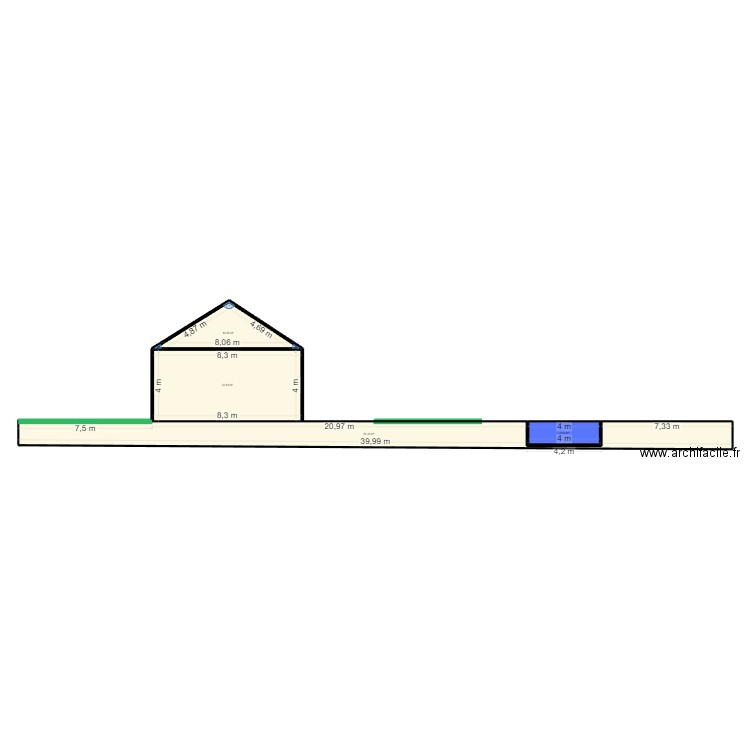 plan coupe piscine. Plan de 4 pièces et 100 m2