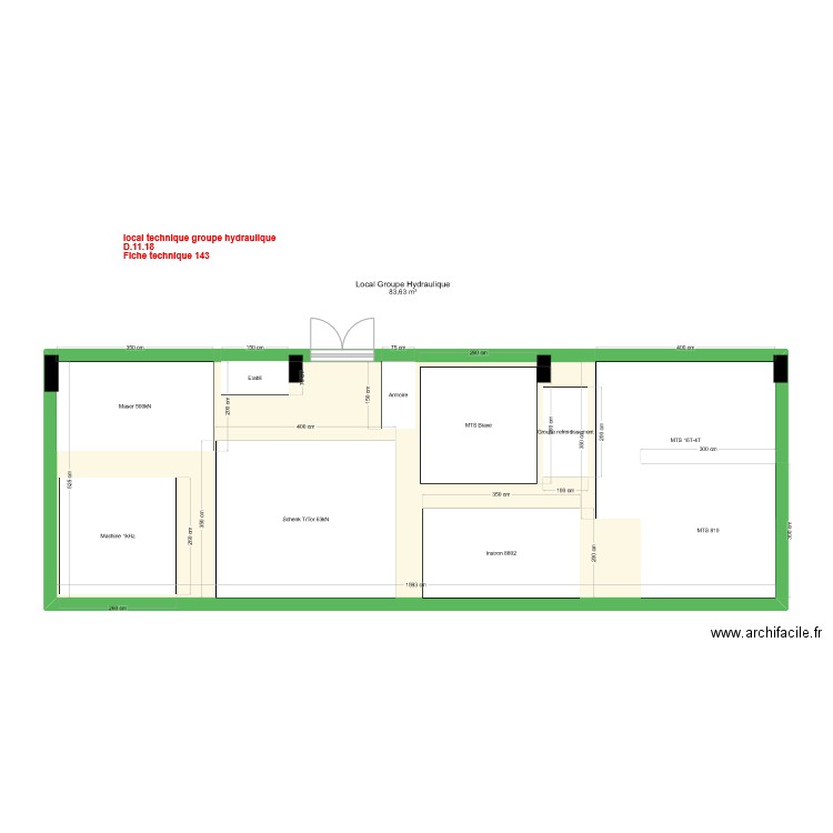 Groupe hydraulique V1. Plan de 1 pièce et 84 m2