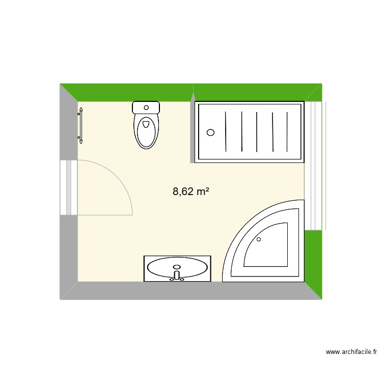 BETBEDER. Plan de 1 pièce et 9 m2