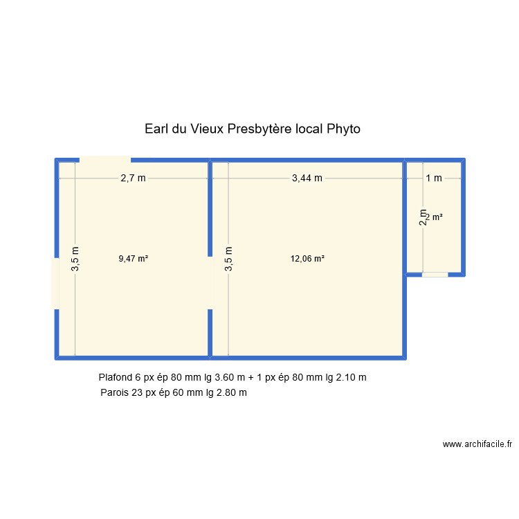 earl du Vieux Presbytère Local Phyto. Plan de 3 pièces et 24 m2