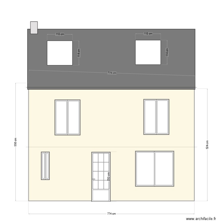 DP4 PLAN FACADE PRINCIPALE après travaux. Plan de 1 pièce et 41 m2