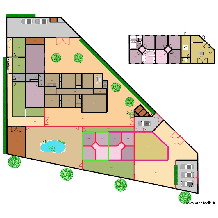 ARCHI RESTO SUD + 6 CHAMBRES NORD + 2 SALONS 1511. Plan de 77 pièces et 2013 m2