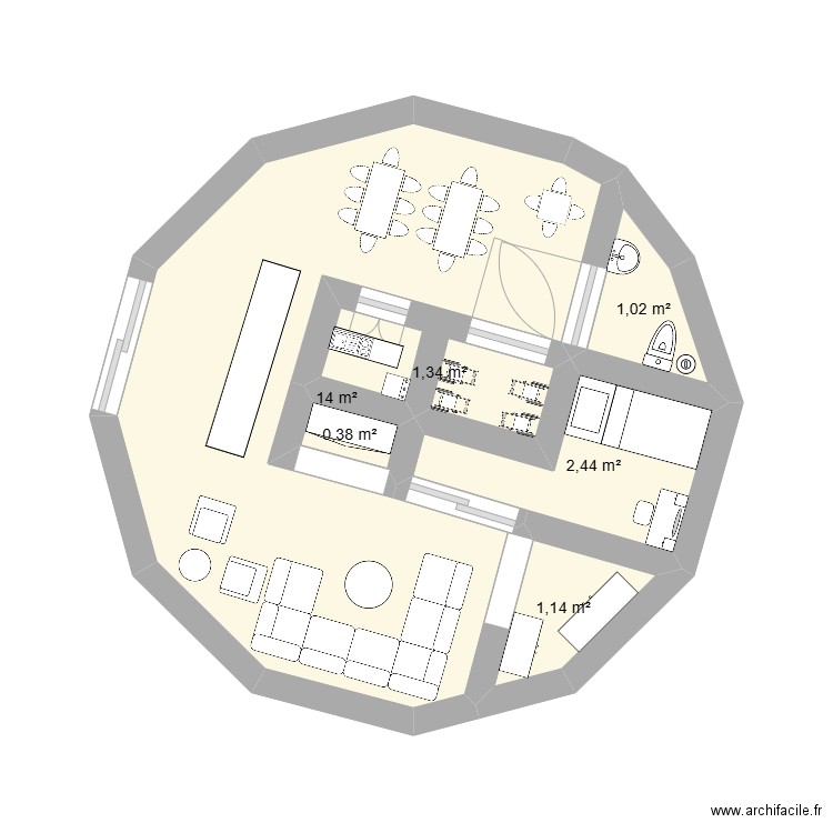 dome. Plan de 6 pièces et 20 m2