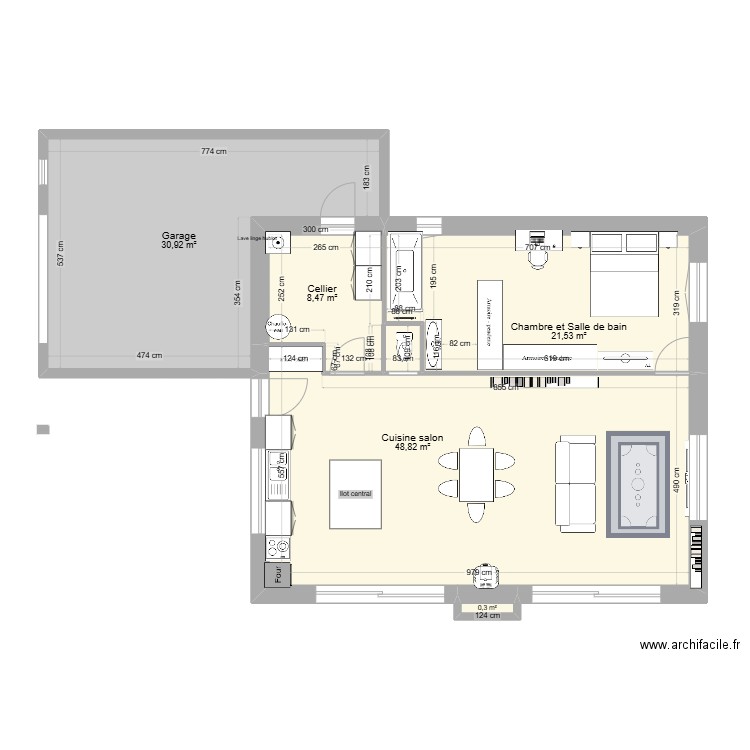 Sacha  . Plan de 5 pièces et 110 m2