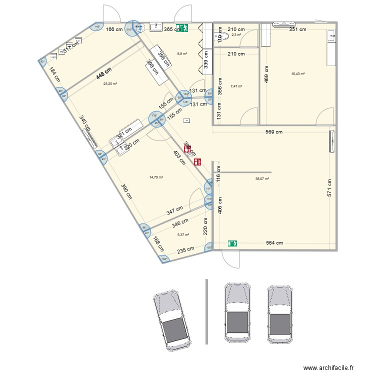 ancien plan clinique . Plan de 8 pièces et 116 m2