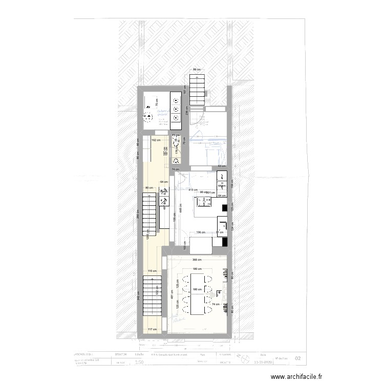 St Gilles Woo 229 - Entre sol - COMMUNS. Plan de 11 pièces et 69 m2