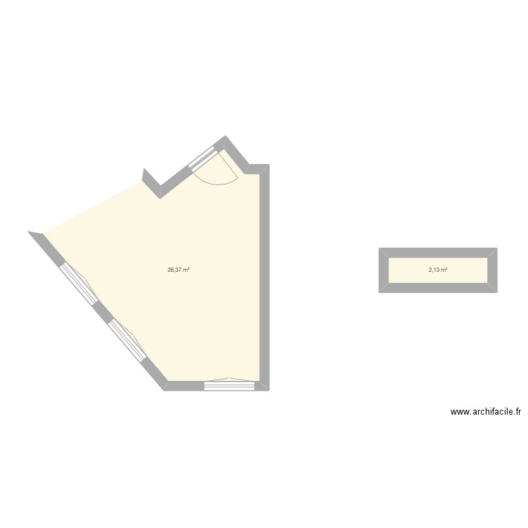 Ermitage 39. Plan de 2 pièces et 29 m2