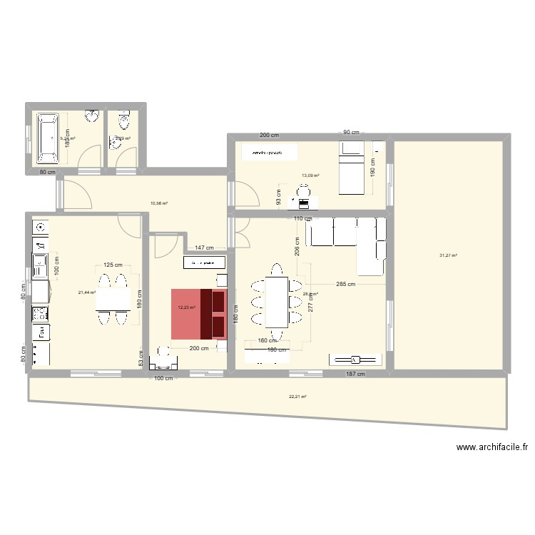 premier etage 001. Plan de 9 pièces et 147 m2