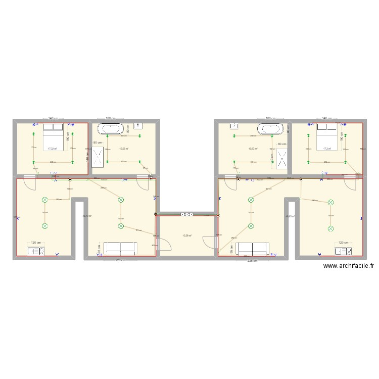 Hôtel. Plan de 7 pièces et 172 m2