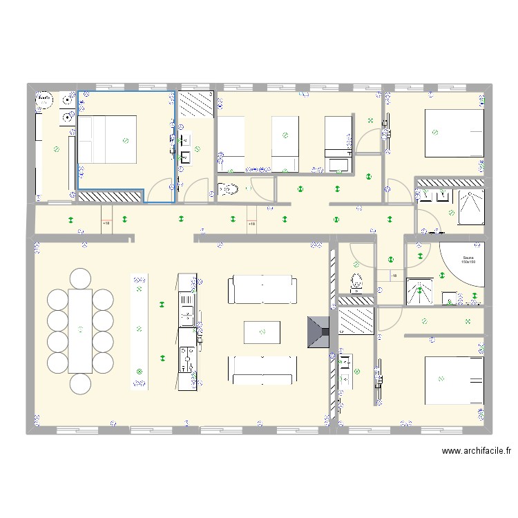 LouBercail-PlanInterrupteur. Plan de 18 pièces et 158 m2