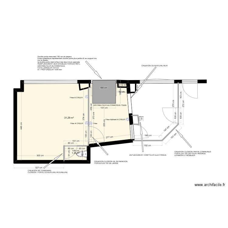 PLan Local Mazamet v1. Plan de 3 pièces et 33 m2