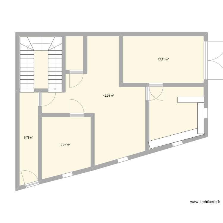 Naison loughzail. Plan de 4 pièces et 70 m2