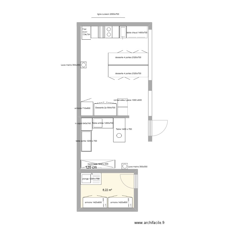 forum. Plan de 1 pièce et 6 m2