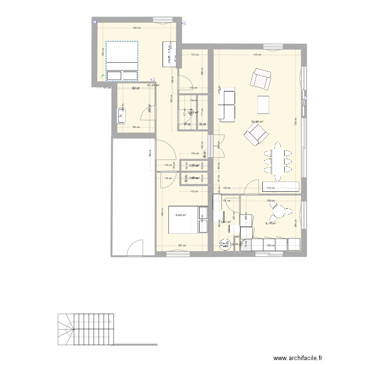 Plan au 19-11-2024. Plan de 9 pièces et 86 m2