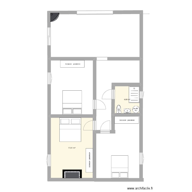 Planjf. Plan de 2 pièces et 22 m2