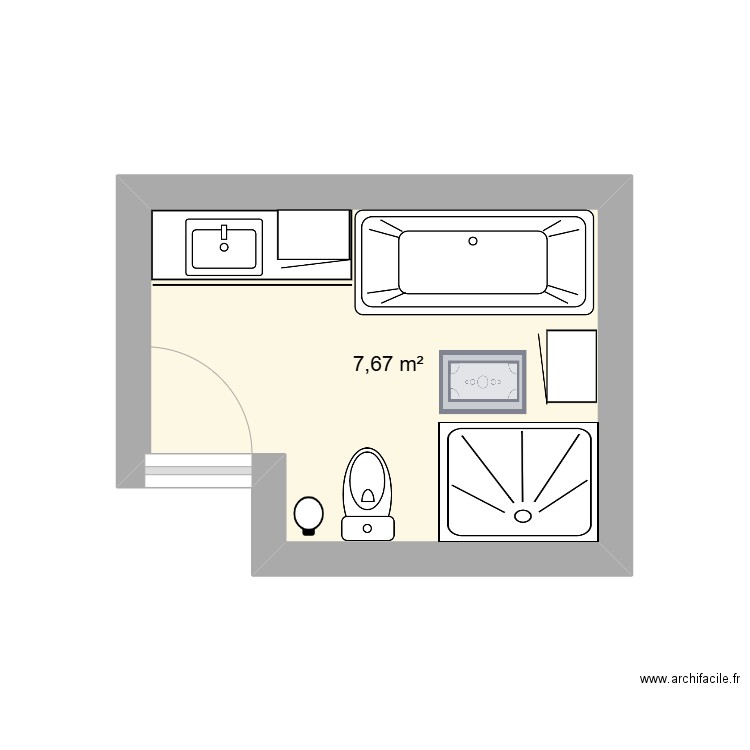 Salle de bain 2. Plan de 1 pièce et 8 m2