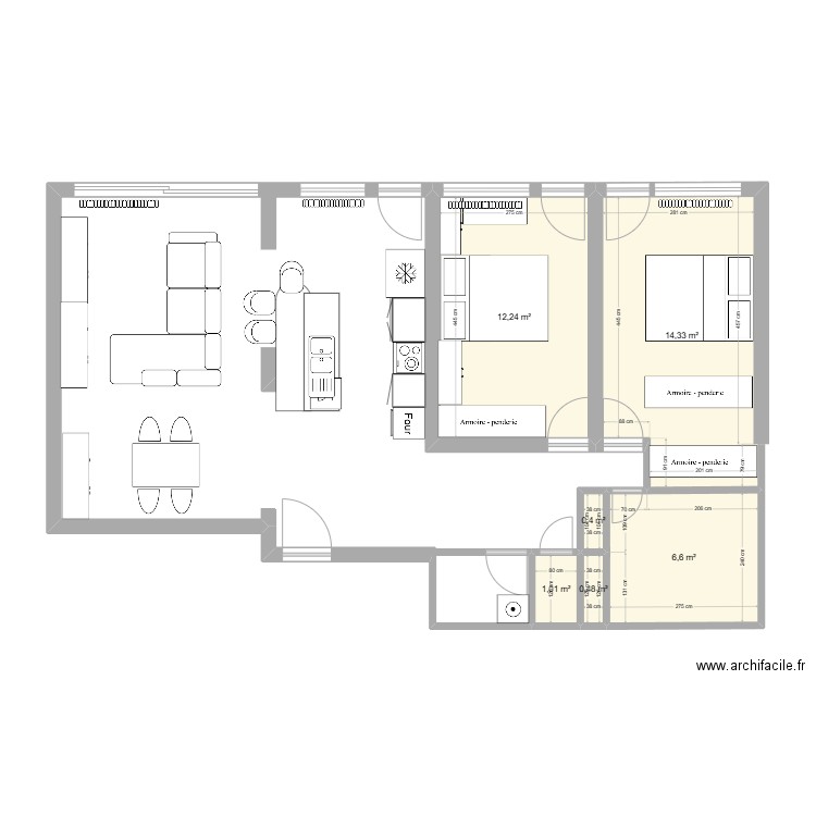 Projet Franck-2. Plan de 6 pièces et 35 m2