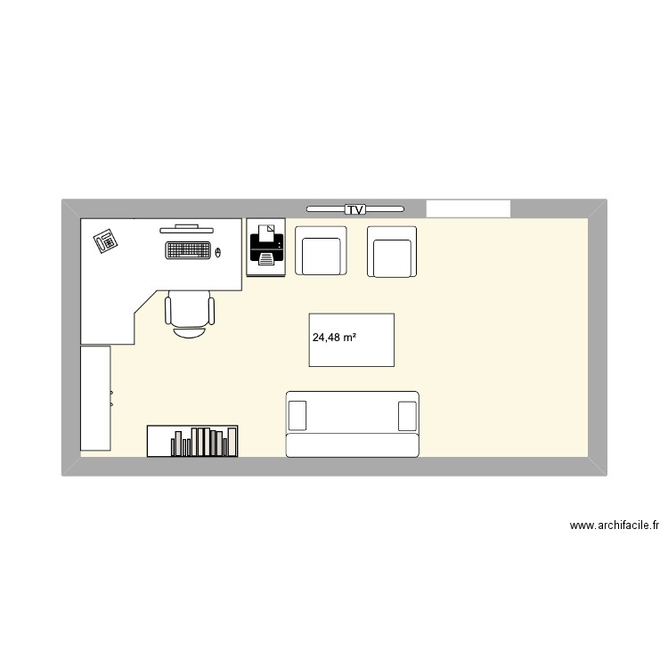 PLAN 1 BASS. Plan de 1 pièce et 24 m2