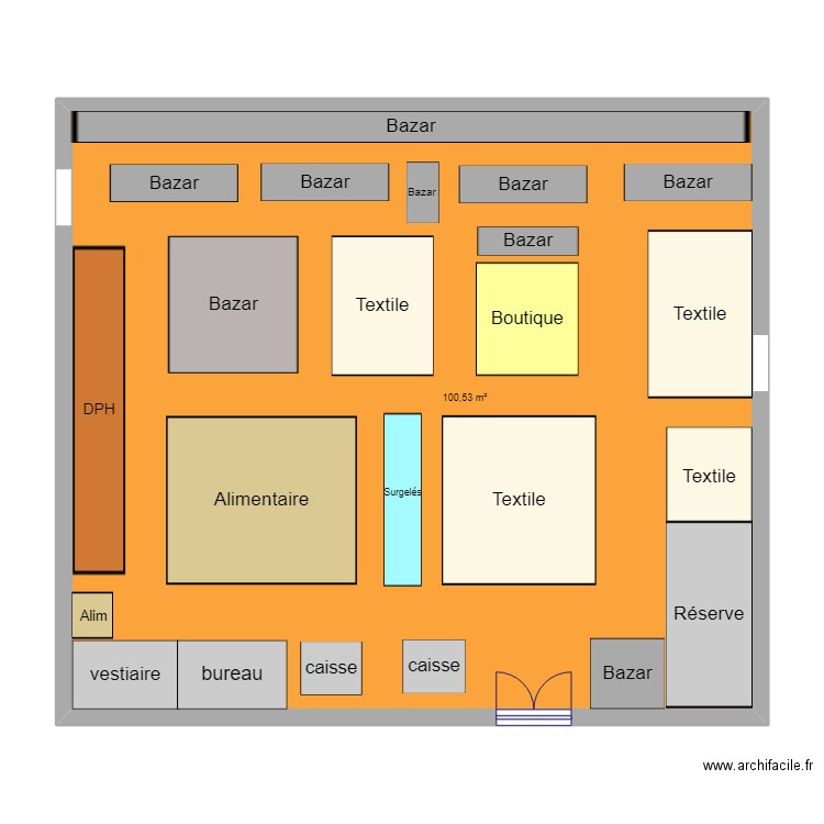 noz. Plan de 1 pièce et 101 m2