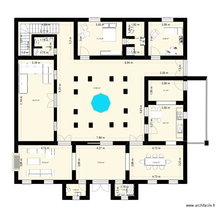 HOUCH OURIDA1. Plan de 13 pièces et 184 m2