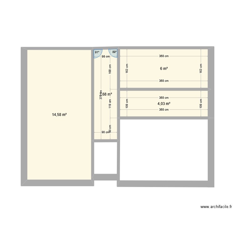 Maison - plan rdc. Plan de 4 pièces et 28 m2