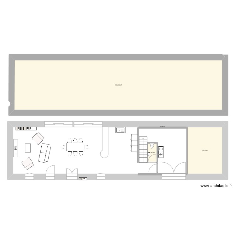 gaetan rdc. Plan de 3 pièces et 18 m2