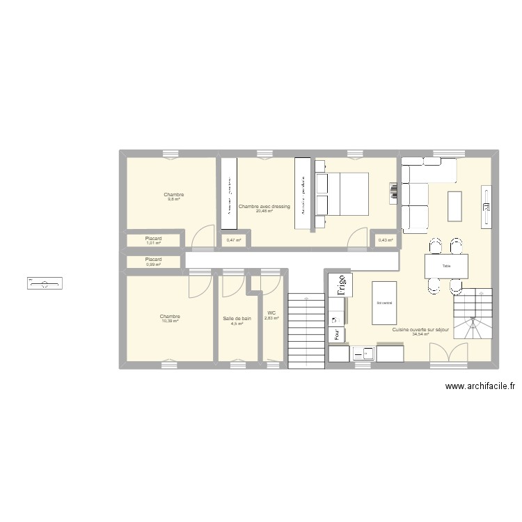 Projet 1. Plan de 10 pièces et 85 m2