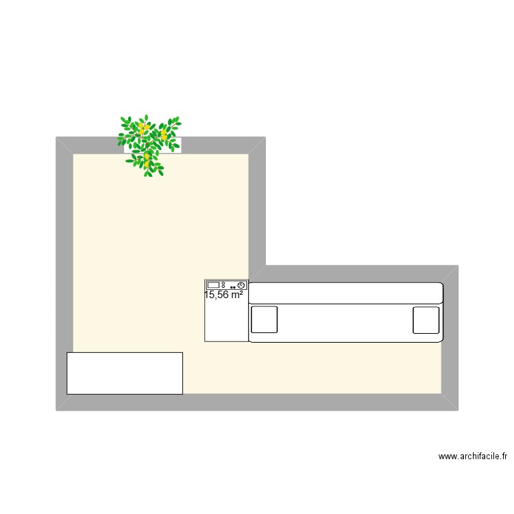 l123. Plan de 1 pièce et 16 m2