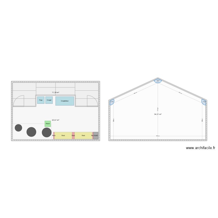 Atelier_Merle_001. Plan de 3 pièces et 69 m2