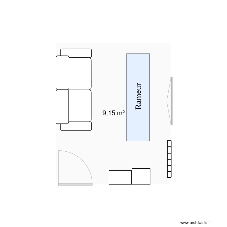 Pièce n°2 V1. Plan de 1 pièce et 9 m2